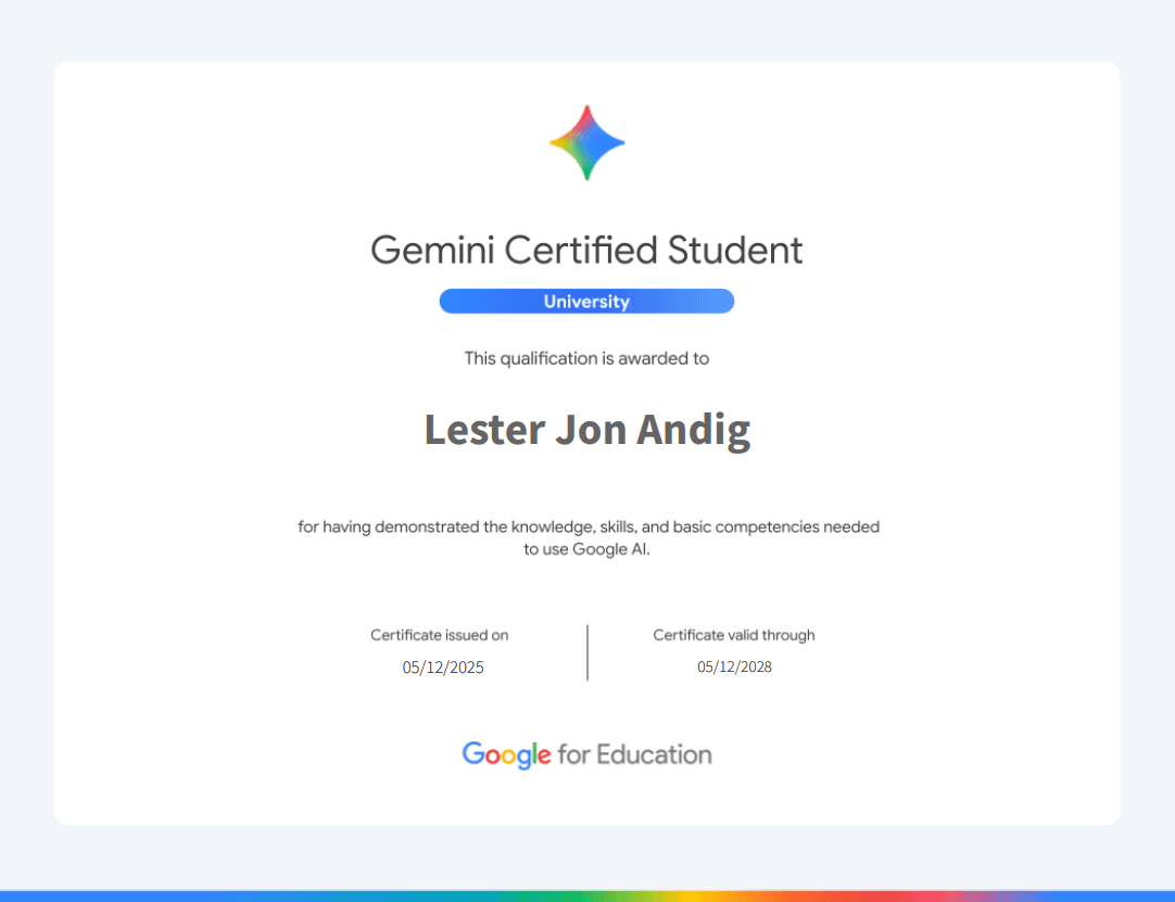 Gemini Certified University Student